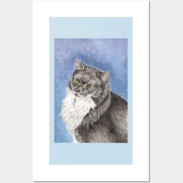 Grey and White Cat Wall Art by WolfySilver